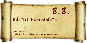 Béni Barnabás névjegykártya
